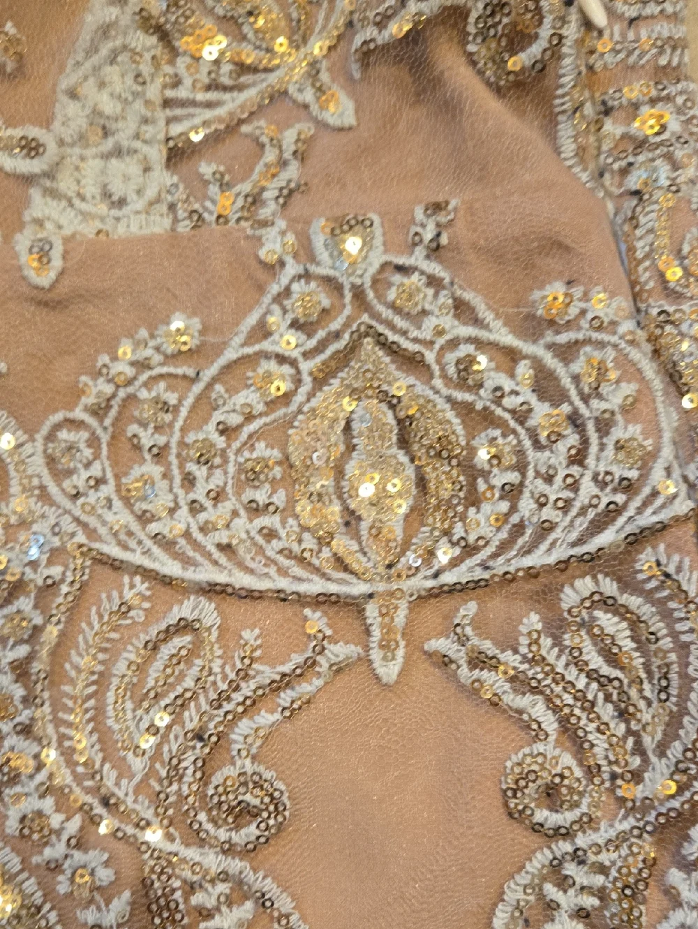 Free People Lace/Golden Sequin Overlay Double V Dress - Picture 2 of 10